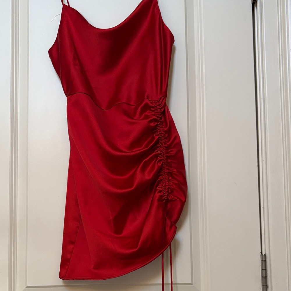 Zara Scarlet Asymmetrical Dress with Ruching